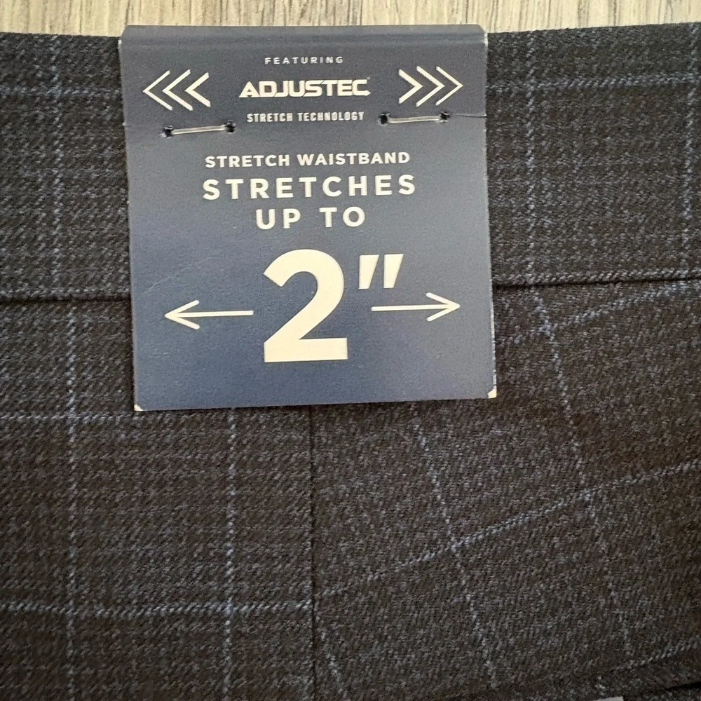 STAFFORD COOLMAX Classic Fit Flat Front Navy Plaid Dress Suit Pants NWT
